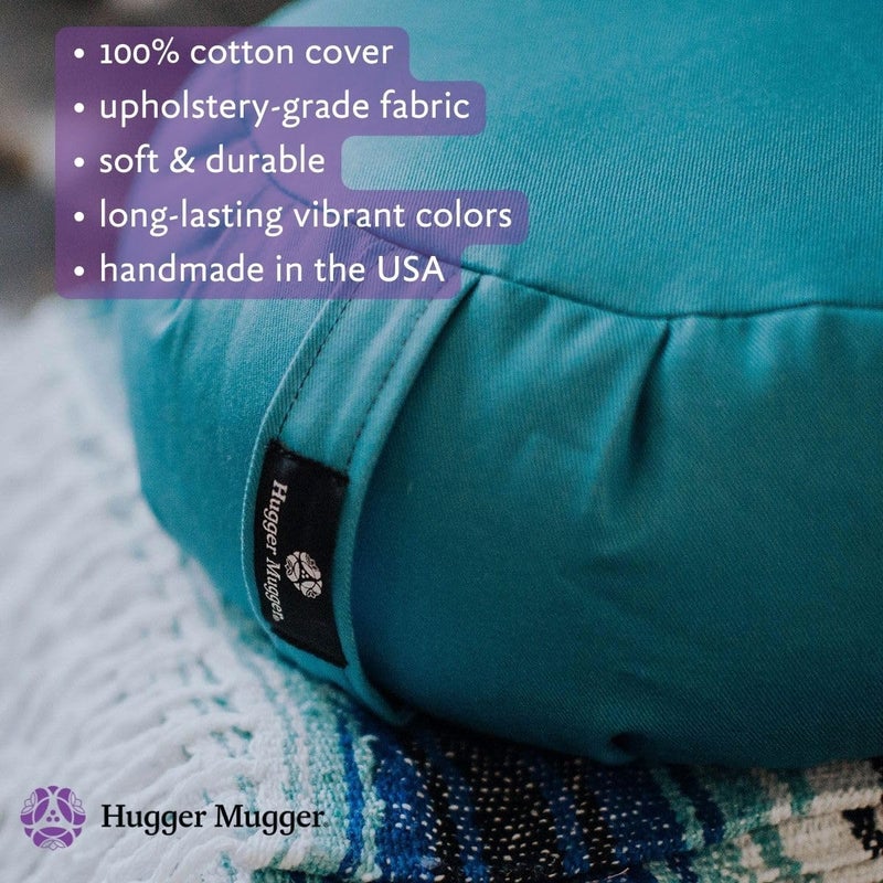 Hugger Mugger Zafu Meditation Cushion - Rain - Support in Cross-Legged Sitting, Buckwheat Filled, Durable Fabric, Convenient Handle, Handmade in USA - Image 2